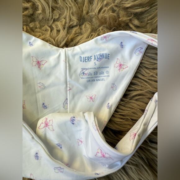 New Djerf Avenue Cheeky Swim Bikini Bottoms in Butterfly Size Small White - Picture 4 of 6